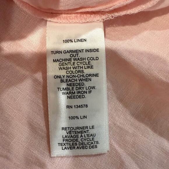 Vineyard Vines NWT Linen Relaxed Button Down Women's 10 Pink Preppy Minimalist - Picture 5 of 7